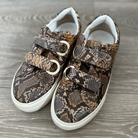 And Other Stories Patent Snake Animal Print Gold Details Platform Velcro Sneaker - Picture 1 of 5